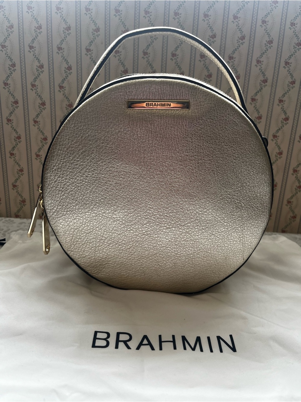Brahmin Platinum Round Top-Handle Bag